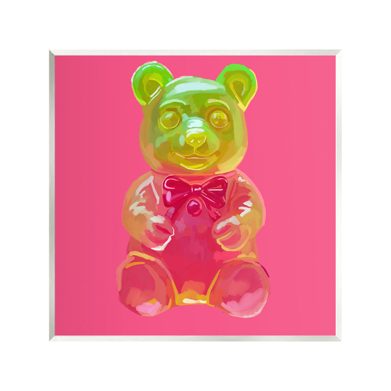 «Candy Bear On Pink» par Amelia Noyes sur, Bois sans cadre, H 12 po x l 12 po x P 0,5 po