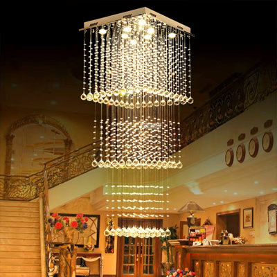 Luminaires de plafond en cristal de luxe moderne avec lustre en cristal K9 pour hôtel, salon, chambre à coucher, restaurant, hall d'entrée L23,62 po x l 23,62 po x H 78,74 po