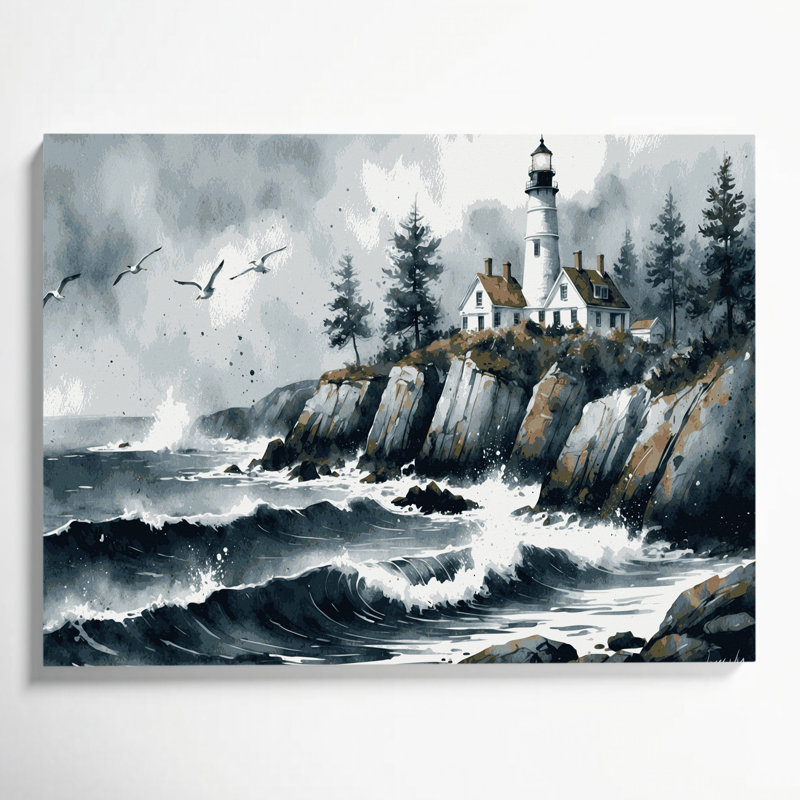 Art mural sur toile gris nautique Maine, H 16 po x l 20 po