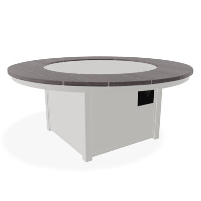 54" Round Rustic Polymer Fire Table with Propane Shelf