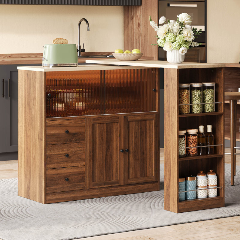 115 cm W Kitchen Island, Brown