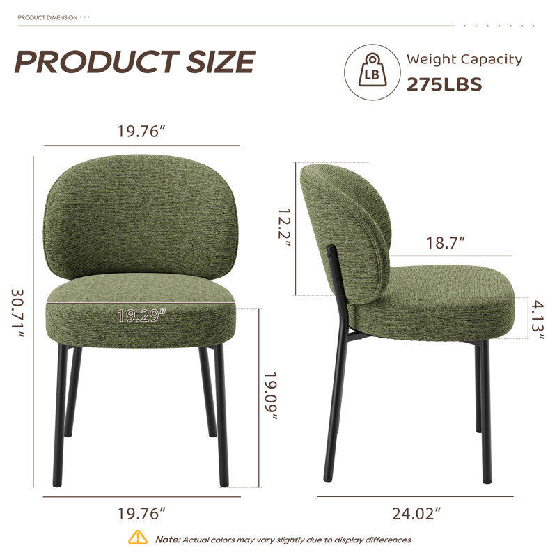 Upholstered Dining Chair with Thick Cushioned Seat, Green