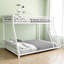 Lit superposé en métal simple au-dessus d'un lit double avec escalier amovible, structure robuste robuste avec rangement sous le lit de 12 po pour les adolescents et les adultes, les adolescents, aucun sommier nécessaire, blanc