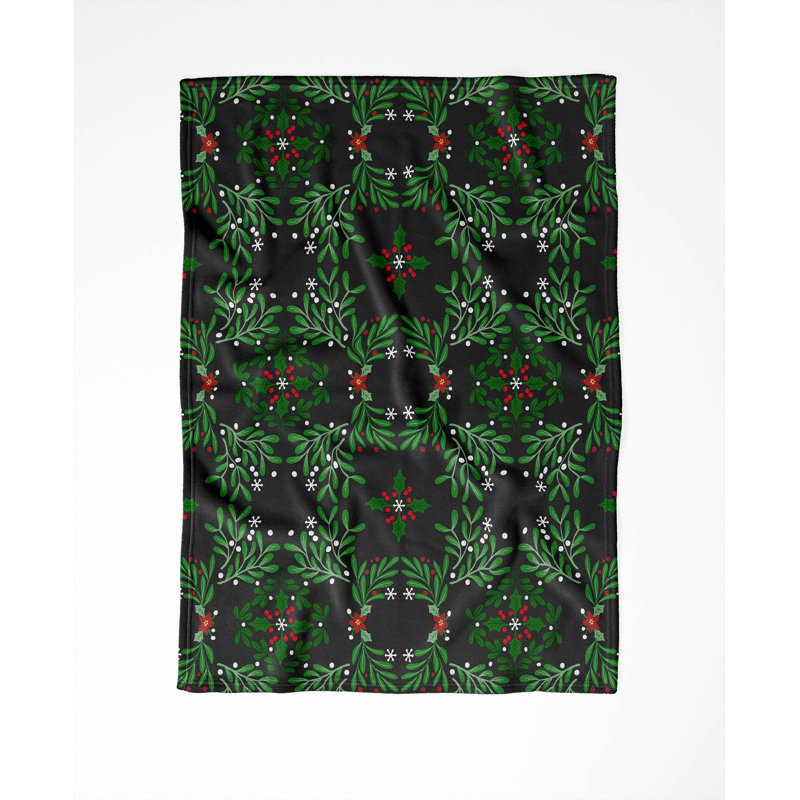 Jeté en velours de Noël Winter Mistletoe, Gris anthracite