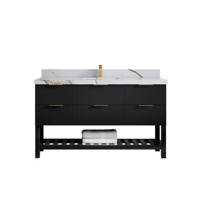 60'' Single Bathroom Vanity with Quartz Top