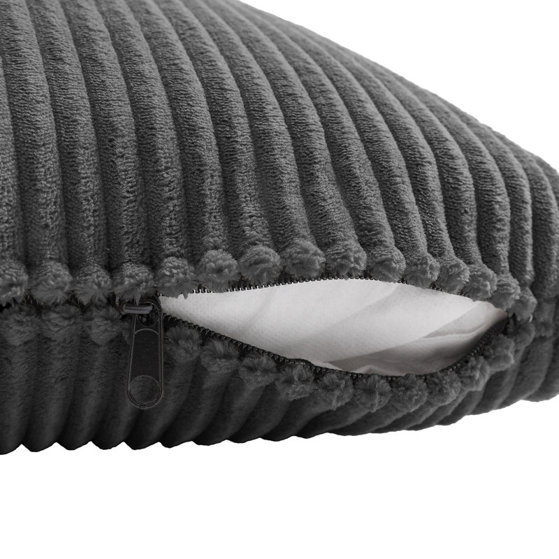 Coussins décoratifs carrés décoratifs en velours côtelé gris avec insertions, Gris