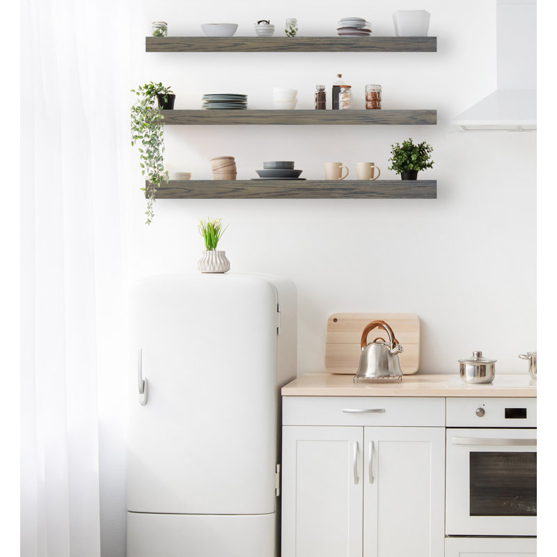 3 Piece Oak Floating Shelf, 3'' H x 42'' W x 7'' D