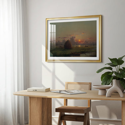 Sun Setting Over Salt Marshes-Martin Johnson Heade-Framed Print with Mat and glass-c. 1890