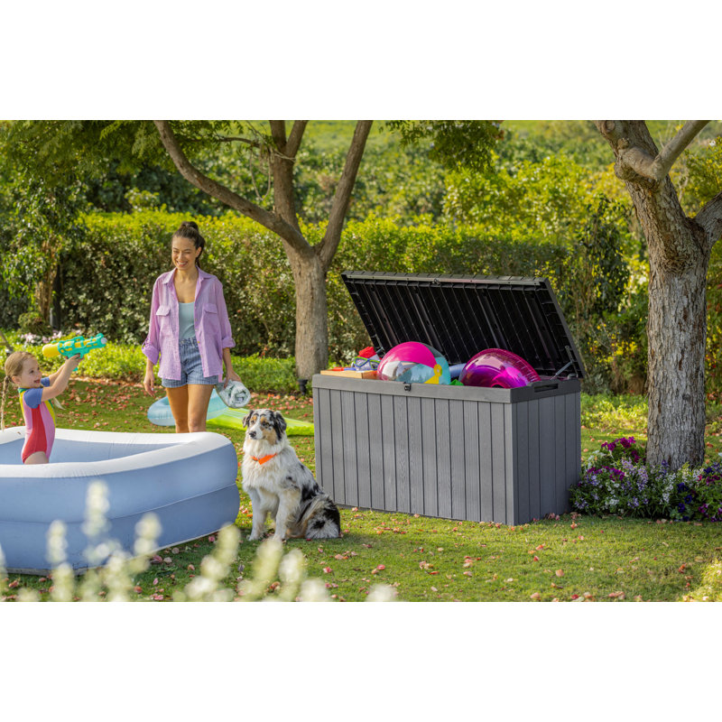 Keter Darwin 150 Gallon Durable Resin Outdoor Storage and Organization Deck Box Ideal For Patio, Gray