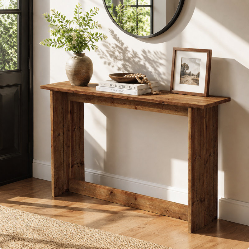 Console 63 po en bois massif pour le salon du vestibule