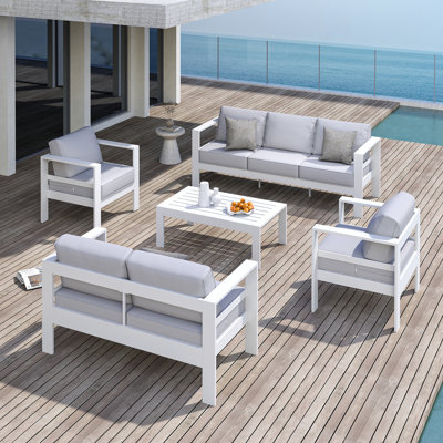 Arnhildur Aluminum 7 - Person 5 Piece Sofa Seating Group with Cushions