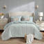 Ensemble de literie 7 pièces d'inspiration rétro en polyester floral bleu doux avec motif réversible