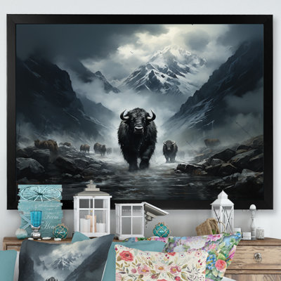 Minimalisme, yaks noirs, impression sur toile