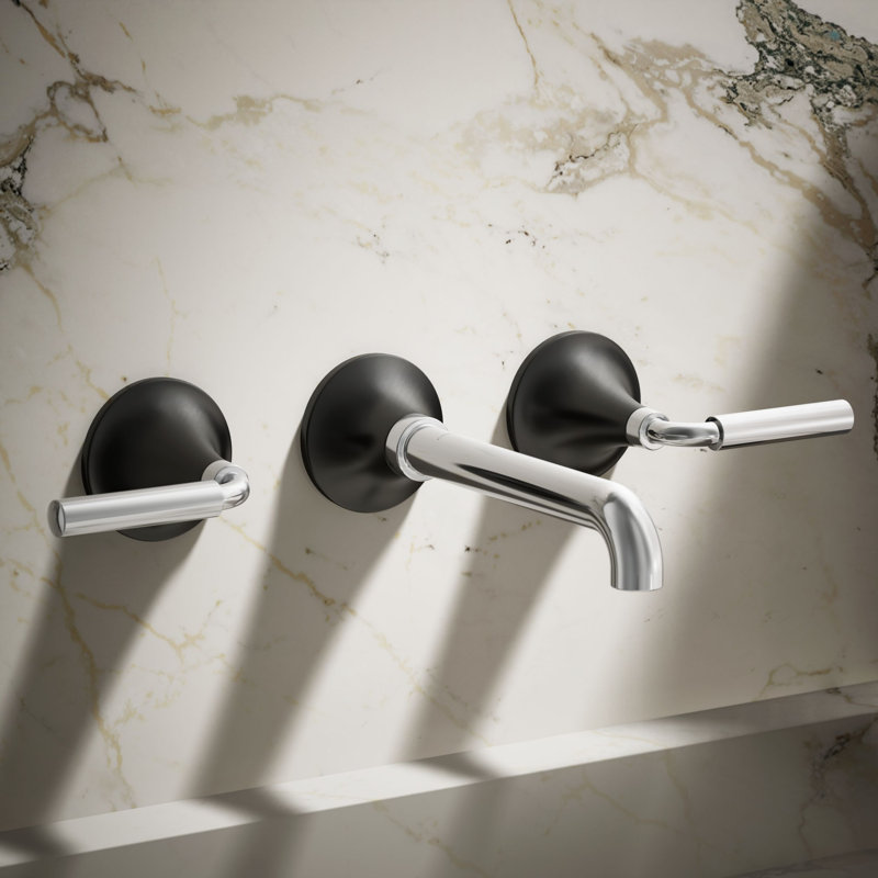 Tone Wall-Mount Bathroom Sink Faucet Trim, Polished Chrome/Matte Black