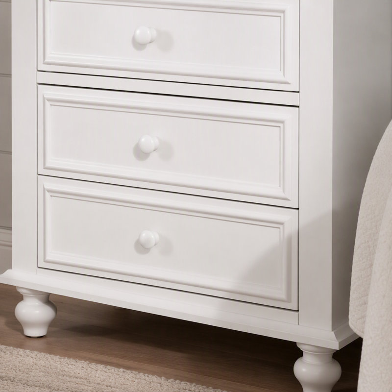 Wooden Nightstand With 2 Drawers, White
