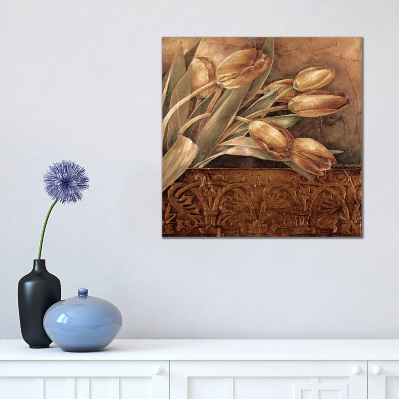 Copper Tulips II by Linda Thompson - Wrapped Canvas Painting, 45.72 cm H x 45.72 cm W