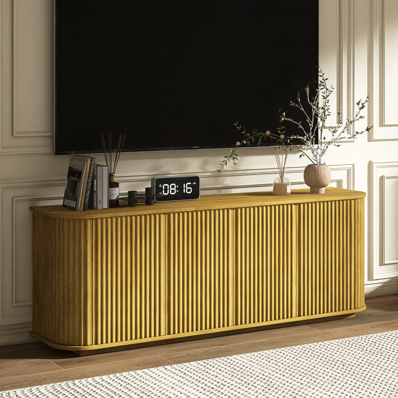 Meuble télé 64 po avec tablettes réglables, Naturel