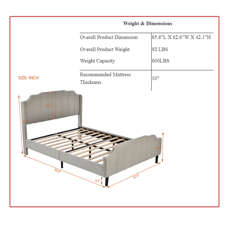 Grand lit plateforme, gris