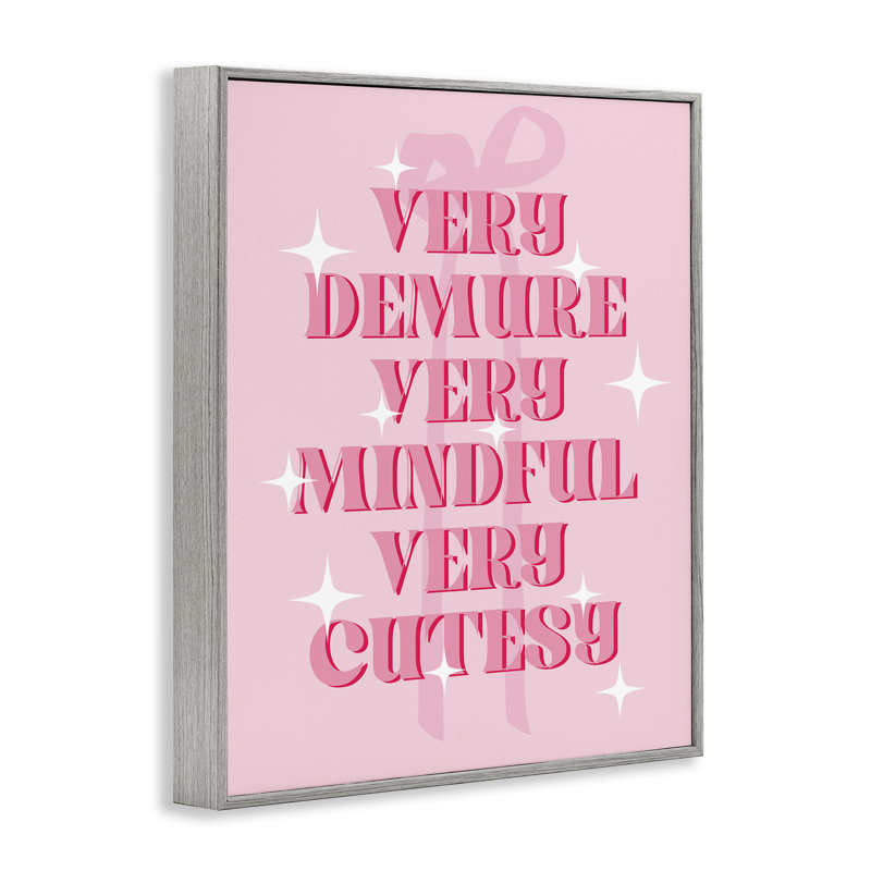 Giclée encadrée rose Demure Mindful & Cutesy, design par Lil 'Rue, H 20 po x l 16 po, Estampe numérique Farmhouse