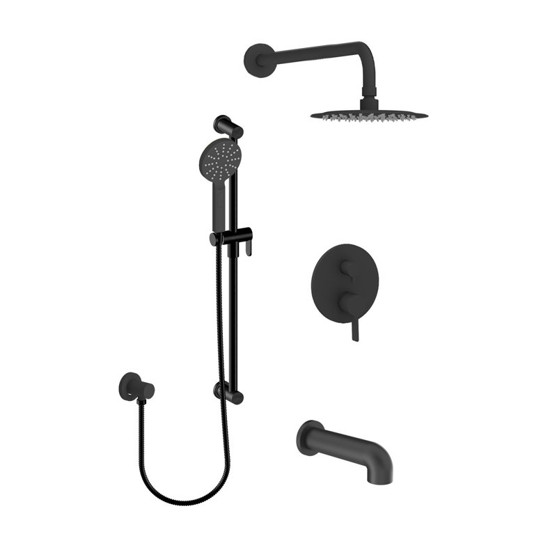 Ensemble de robinet de baignoire-douche noir mat, Noir mat