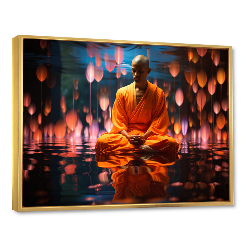 Vipassana Insight Meditation sur impression sur toile, H 24 po x l 32 po x P 1 po, Cadre flottant doré