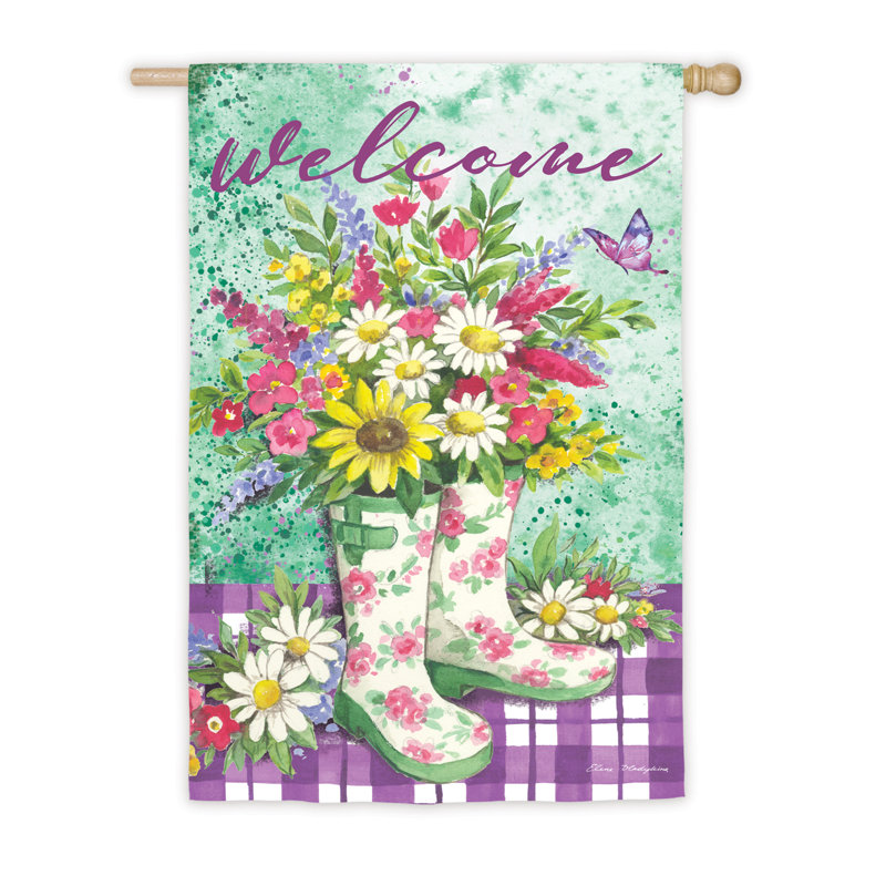 Drapeau maison de jardin en polyester floral