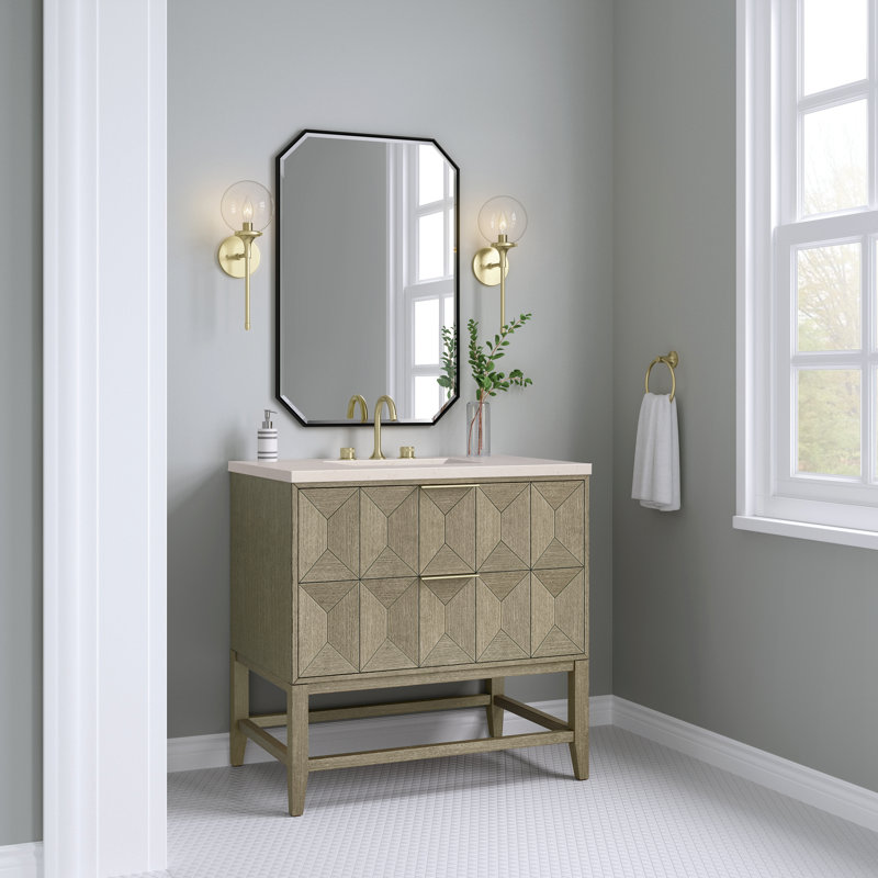 Emmeline 36'' W Single Vanity, Ethereal Noctis, 8" Widespread, Pebble Oak