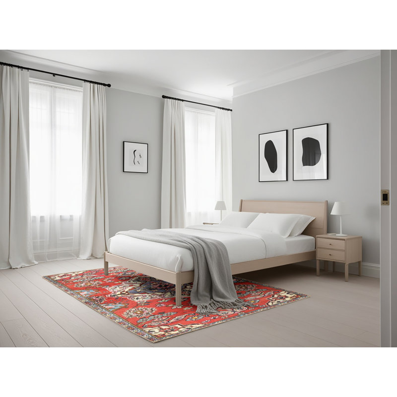 Tapis rouge/bleu traditionnel Chatwin, Rectangle 5 pi x 7 pi
