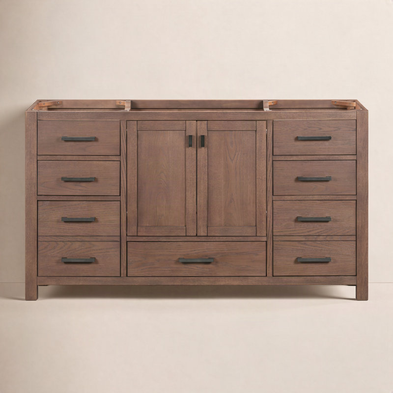 Modero 60'' W Single Bathroom Vanity Base, Mocha Oak