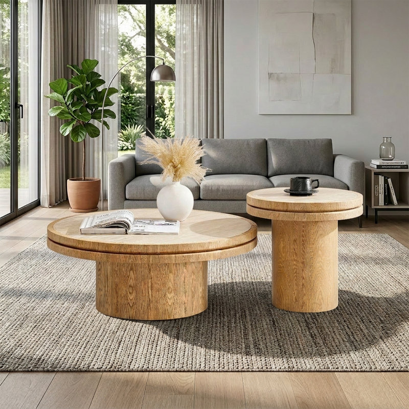 Ensemble de tables basses 2 pièces Modern Modern, Naturel