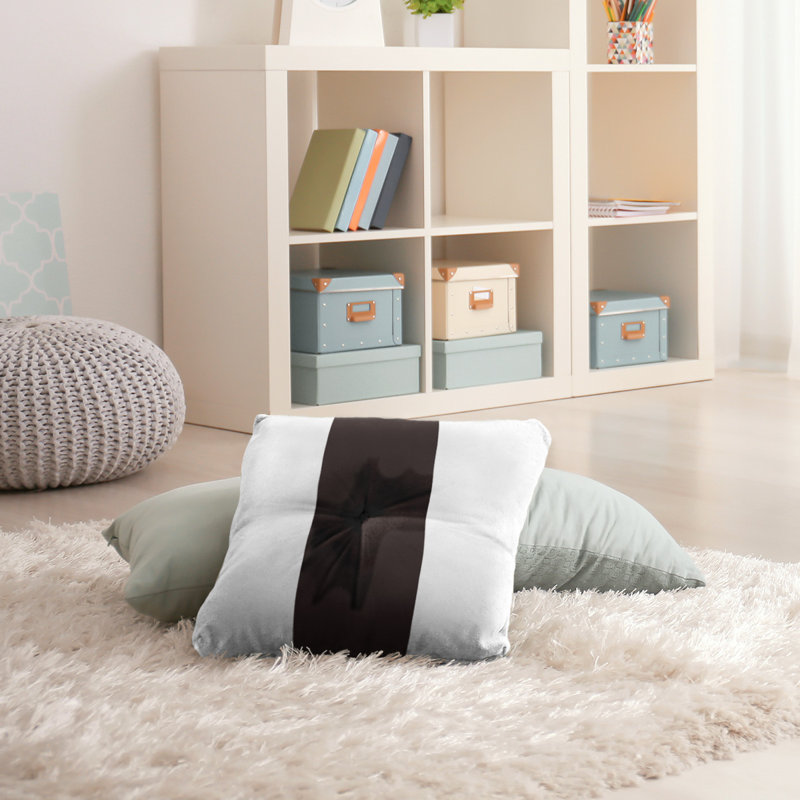  Coussin de sol touffeté, 26 po x 26 po, Blanc / Brun