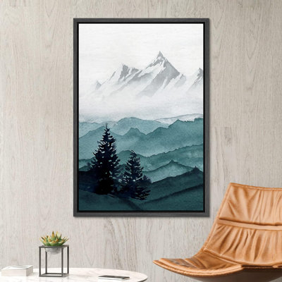 Paysage de forêt Woodland «Foggy Winter Pastel Mountain Forest» sur