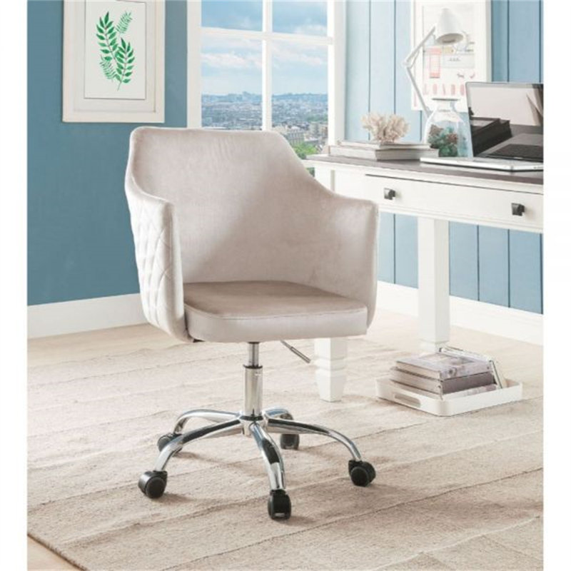 Chaise de travail en velours Evelin, Champagne