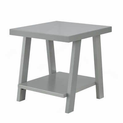 Contemporary Wood Shelf End Table, Gray