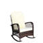 Chaise berçante d'extérieur avec siège large et coussin moelleux Manchester - Beige pour terrasse, jardin, acier