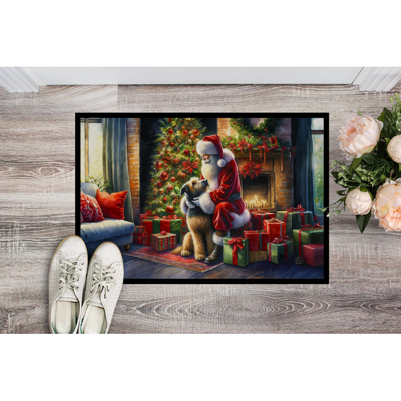 Paillasson Irish Wolfhound and Santa Claus, L 18 po x L 27 po