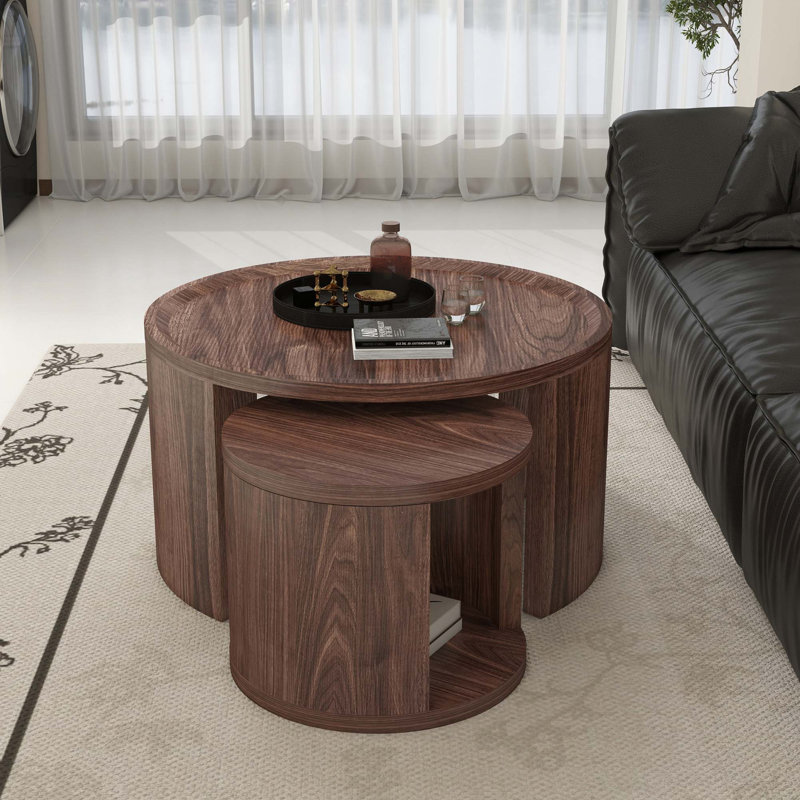 Ensemble de tables basses Minimalist, Brun