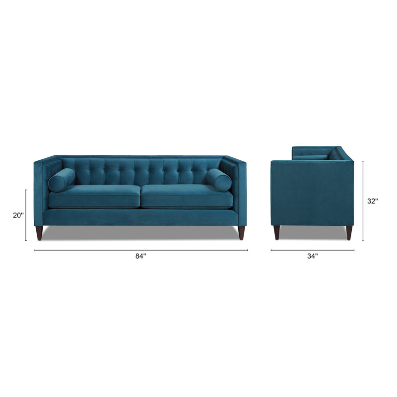 Mick 84'' Velvet Sofa, Teal Velvet