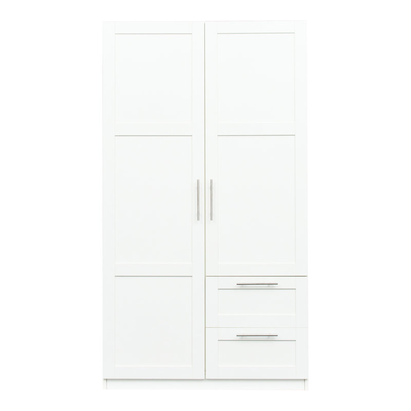 Armoire haute et armoire de cuisine de couleur blanche - 2 portes, tiroirs, 5 rangements, panneau de particules de 15 mm, dossier de 3 m, espaces de rangement lisses, longue durée, facile à balayer