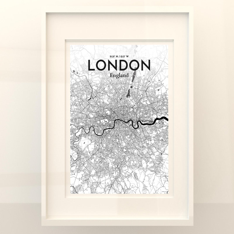 London City Map In Ink - No Frame Print, 27.6cm H x 19.7cm W x 0.05cm D