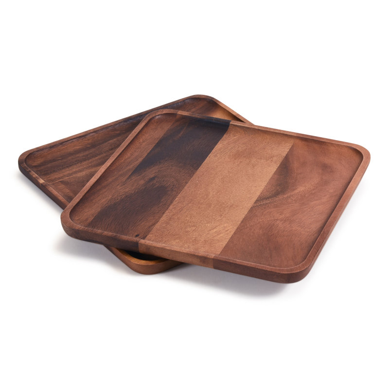 Grandes assiettes carrées en bois d'acacia Kalmar Home S / 2 Braga