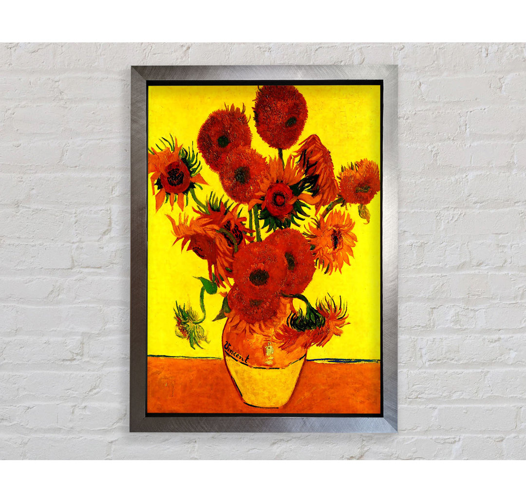 Stillleben Vase mit fünfzehn Sonnenblumen 3 von Vincent Van Gogh - Einzelne Bilderrahmen Kunstdrucke