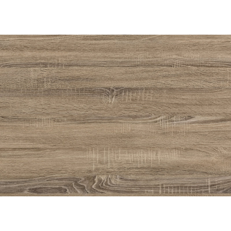 Bureau d'écriture de 107 cm (42 po) pour bureau à domicile - Style contemporain, stratifié brun, structure en métal, poste de travail informatique taupe, piètement noir, étagère ouverte