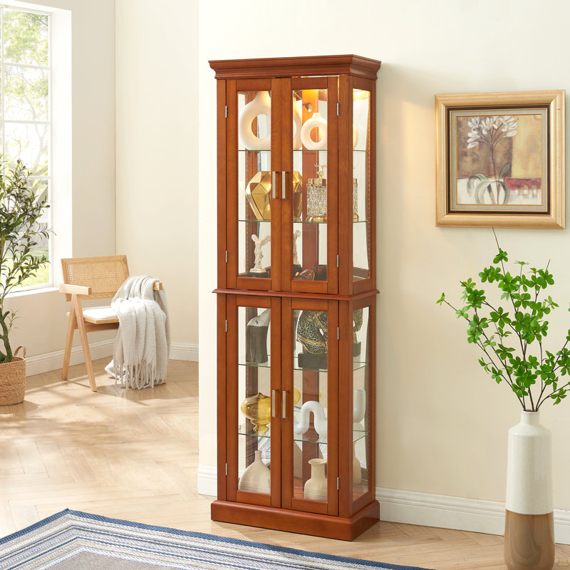 Armoire lumineuse Curio avec tablettes réglables, Noyer