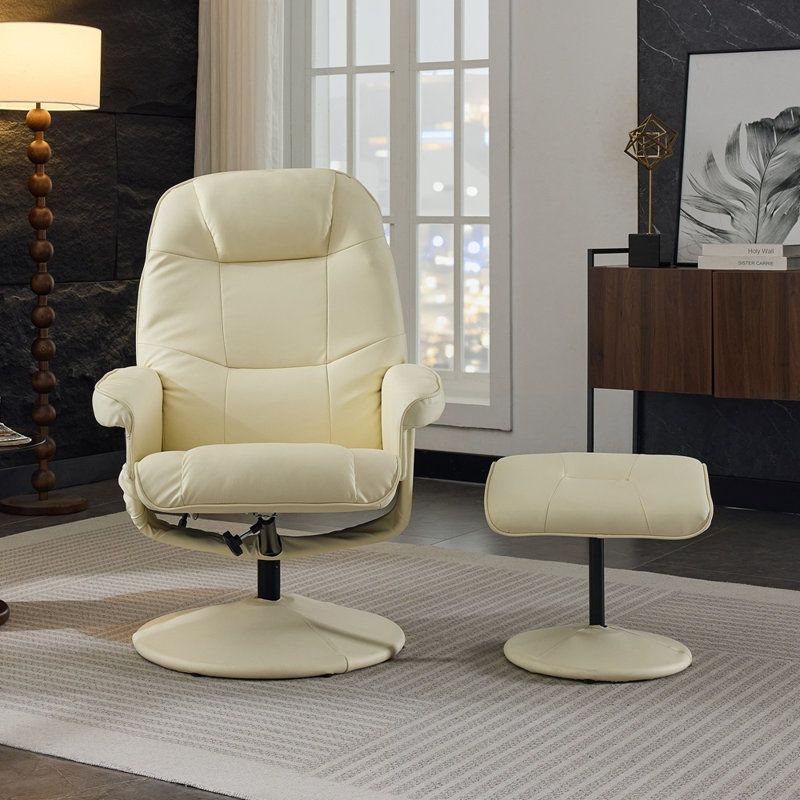 Fauteuil inclinable pivotant avec massage par vibration à 5 points, Similicuir beige