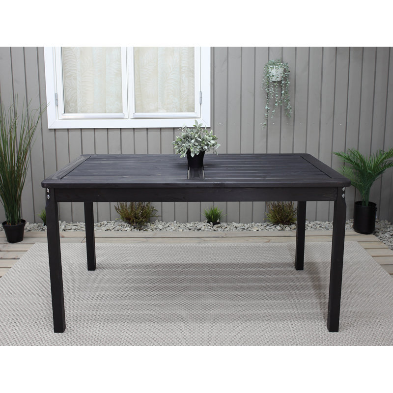 Ardilla Rectangular Pine Outdoor Dining Table , 195.58cm cm W 342.9cm cm D, Black
