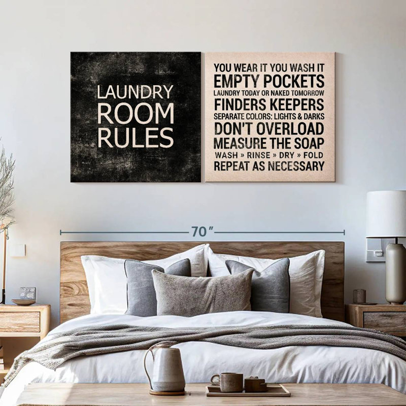 " Laundry Room Rules " 2 - Pieces, 32" H x 65" W x 1.25" D