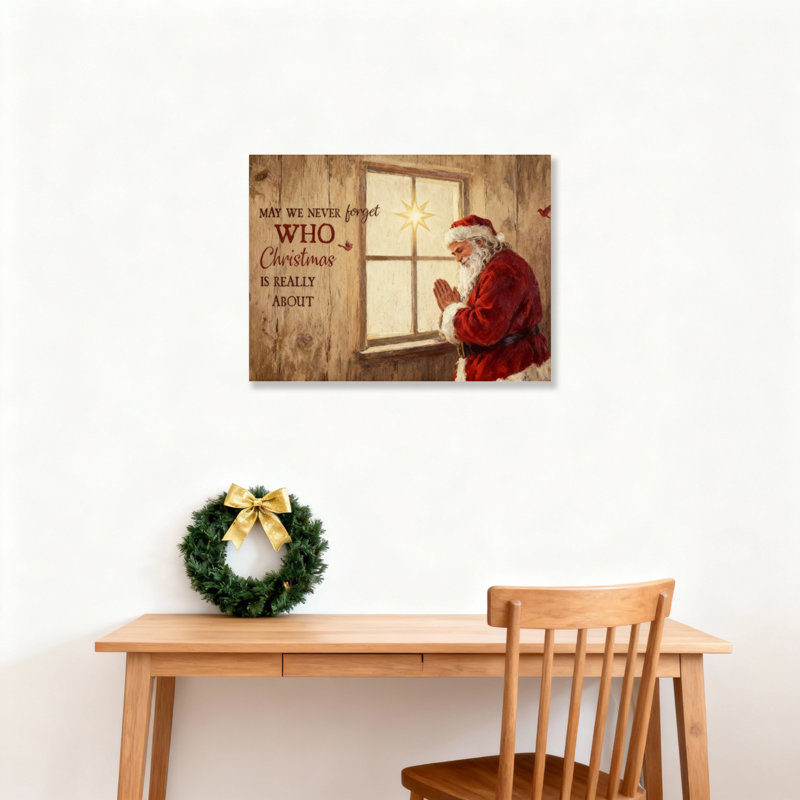 Art mural sur toile père Noël, H 12 po x l 18 po
