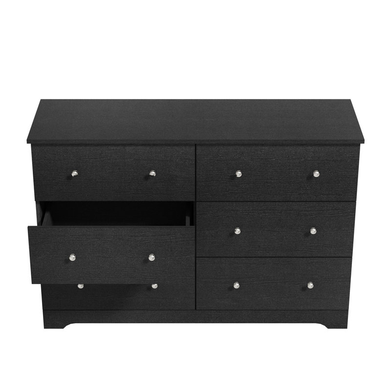 Commode 6 tiroirs Blaklee l 47,24 po, Chêne noir