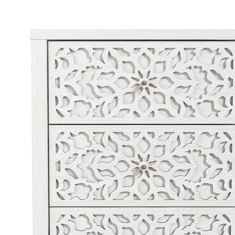 Commode 6 tiroirs L 45,4 po Lukasik, Perle chêne blanc